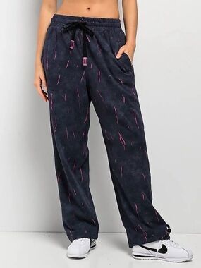FB County Ripped Up Blue Wash Distressed Sweatpants Pink Terry Unisex Medium